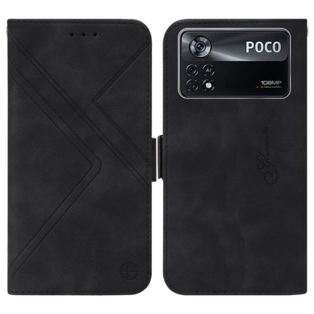 Leren Hoesje voor Poco X4 Pro 5G Rfid Discreet Patroon