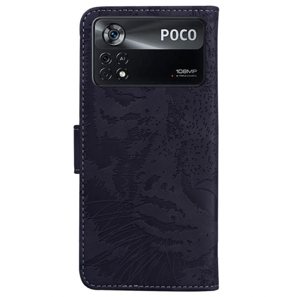 Leren Hoesje voor Poco X4 Pro 5G Tijgerafdruk