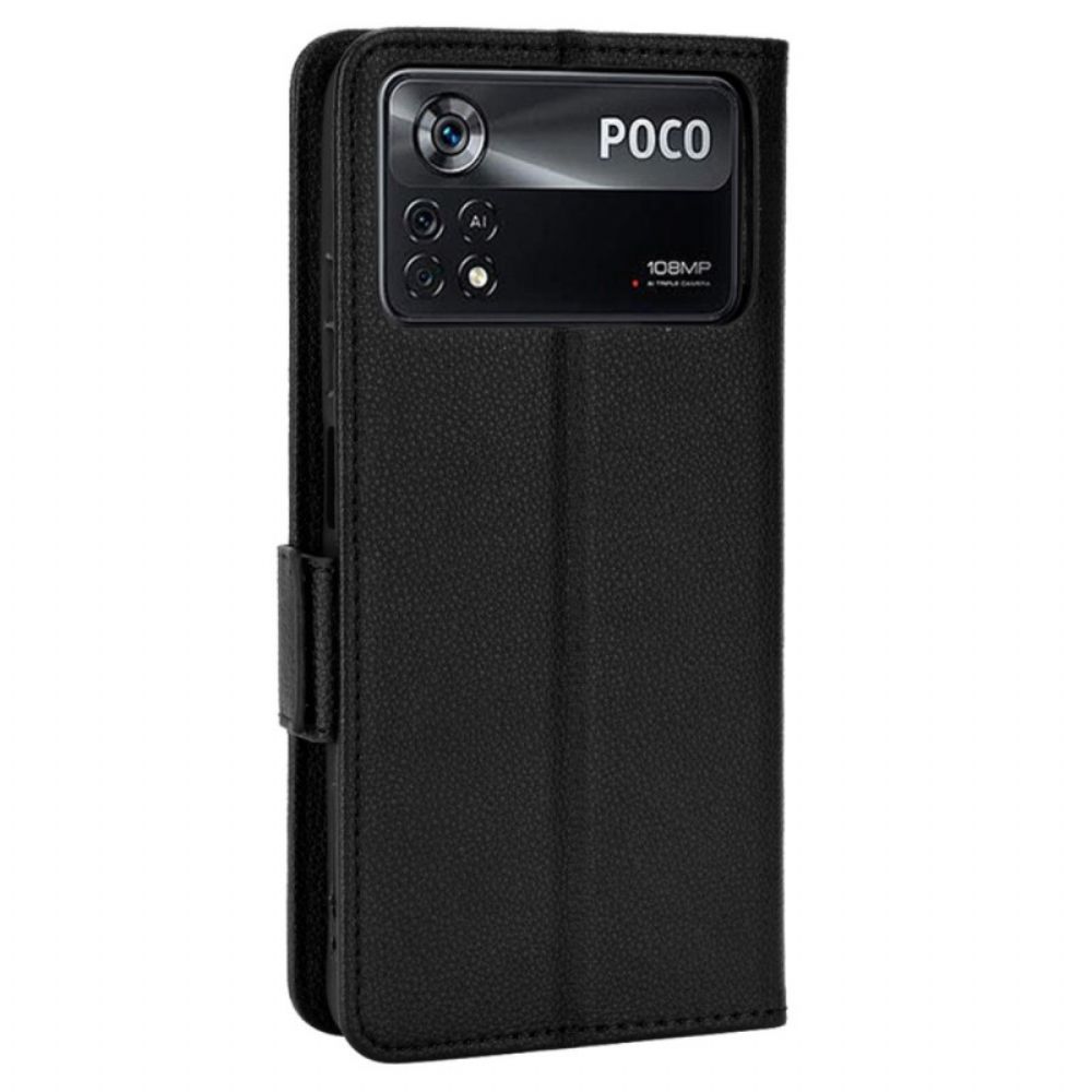 Leren Hoesje voor Poco X4 Pro 5G Ultra Fijn Litchi Kunstleer