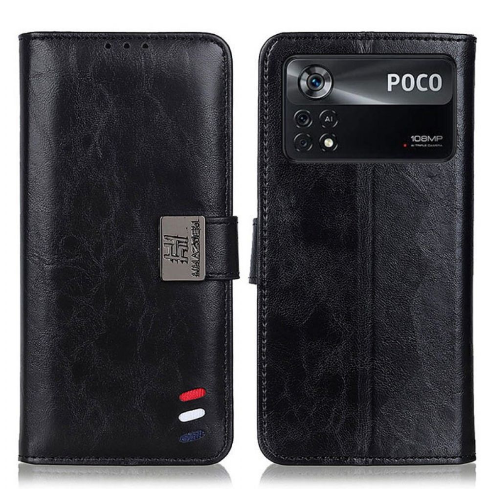 Leren Hoesje voor Poco X4 Pro 5G Zilveren Sluiting