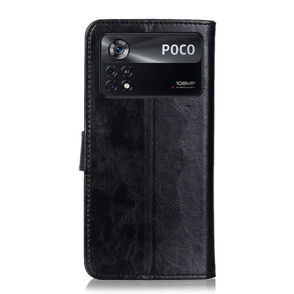 Leren Hoesje voor Poco X4 Pro 5G Zilveren Sluiting