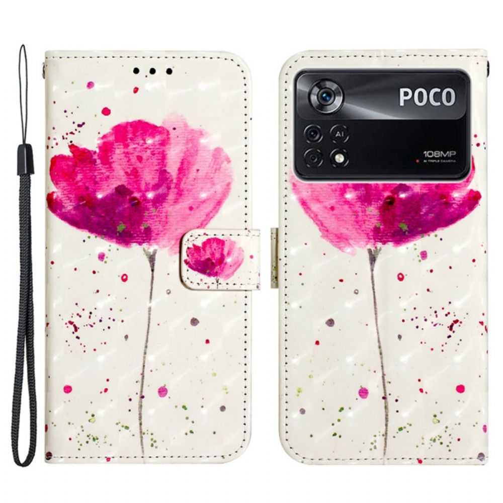 Telefoonhoesje Leren Hoesje voor Poco X4 Pro 5G Met Ketting Band Halster