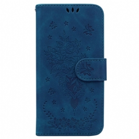 Bescherming Hoesje Google Pixel 9 Bloemensuède-effect