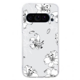 Cover Hoesje Google Pixel 9 Telefoonhoesje Witte Bloemen