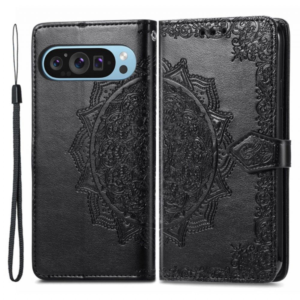 Folio-hoesje Google Pixel 9 Telefoonhoesje Barok Mandala Met Riempje