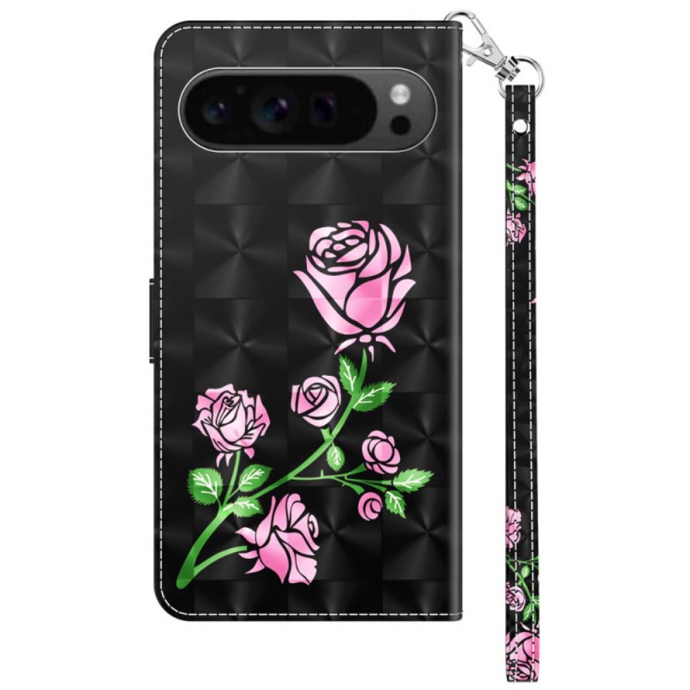 Folio-hoesje Google Pixel 9 Telefoonhoesje Bloemenprint Met Bandjes