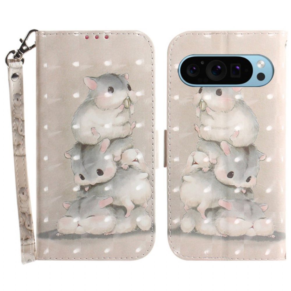 Folio-hoesje Google Pixel 9 Telefoonhoesje Hamsters Met Riem