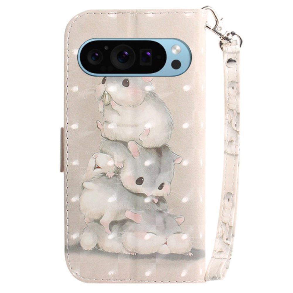 Folio-hoesje Google Pixel 9 Telefoonhoesje Hamsters Met Riem