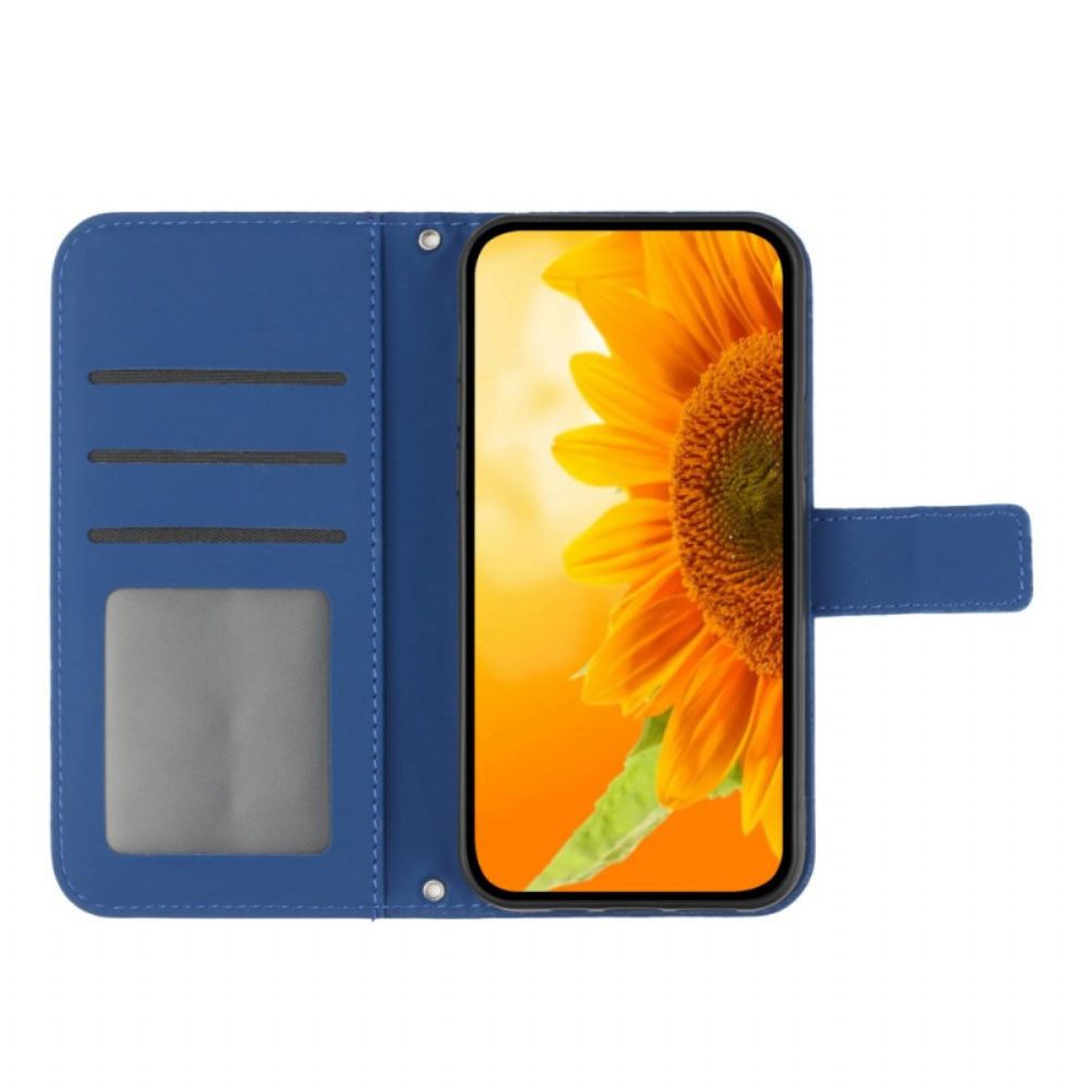 Folio-hoesje Google Pixel 9 Telefoonhoesje Zonnebloem Schouderband