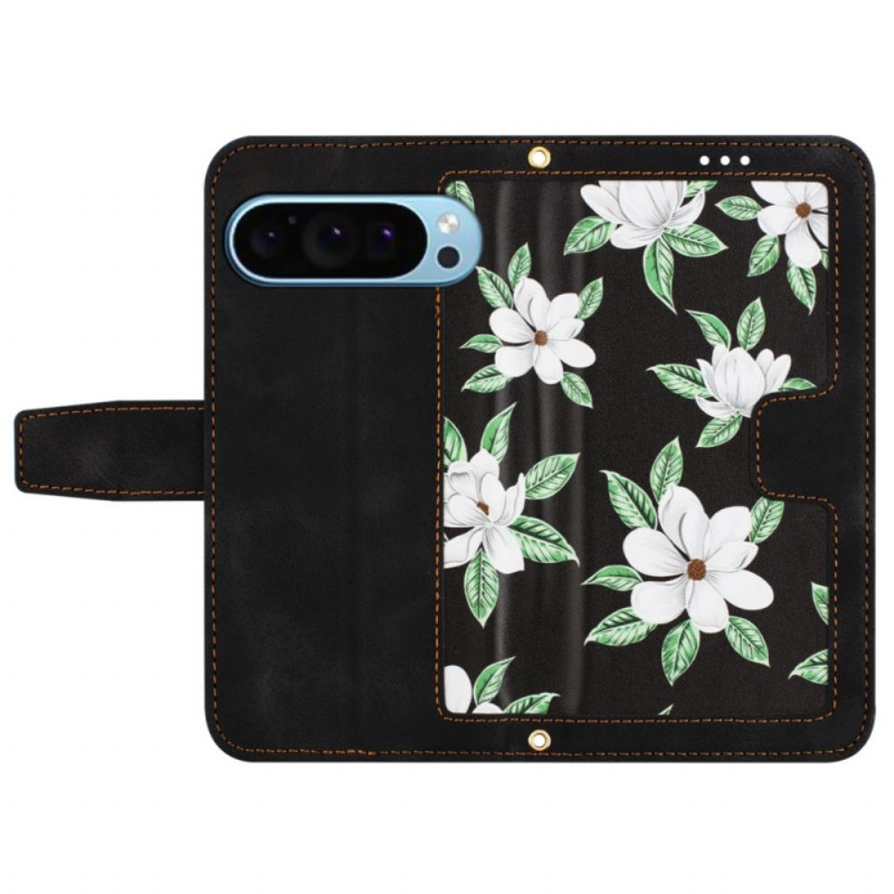 Leren Hoesje Google Pixel 9 Bloemenband Bescherming Hoesje