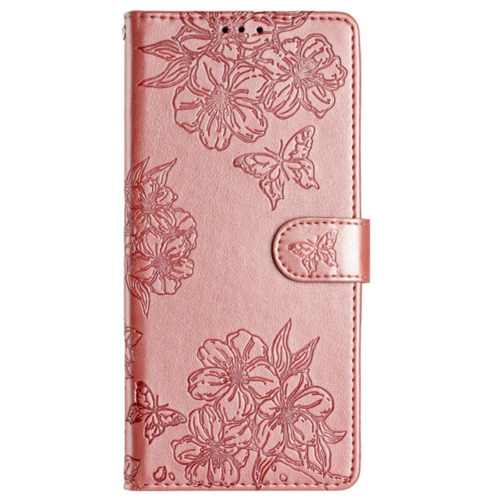 Leren Hoesje Google Pixel 9 Patroon Met Vlinders En Bloemen Bescherming Hoesje