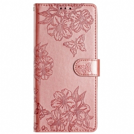 Leren Hoesje Google Pixel 9 Patroon Met Vlinders En Bloemen Bescherming Hoesje