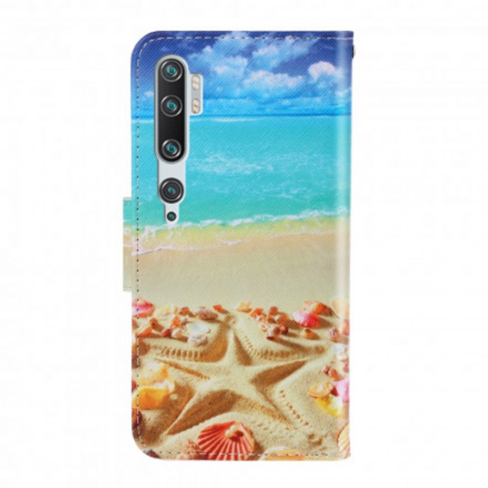 Folio-hoesje voor Xiaomi Mi Note 10 / 10 Pro Met Ketting Strandstrand