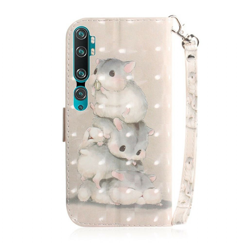 Folio-hoesje voor Xiaomi Mi Note 10 / 10 Pro Met Ketting Thong Hamsters