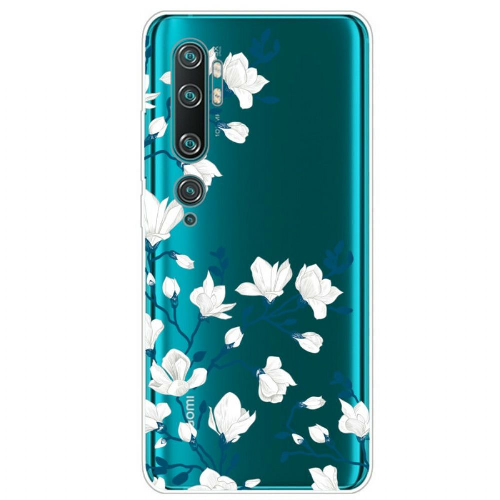 Hoesje voor Xiaomi Mi Note 10 / 10 Pro Witte Bloemen