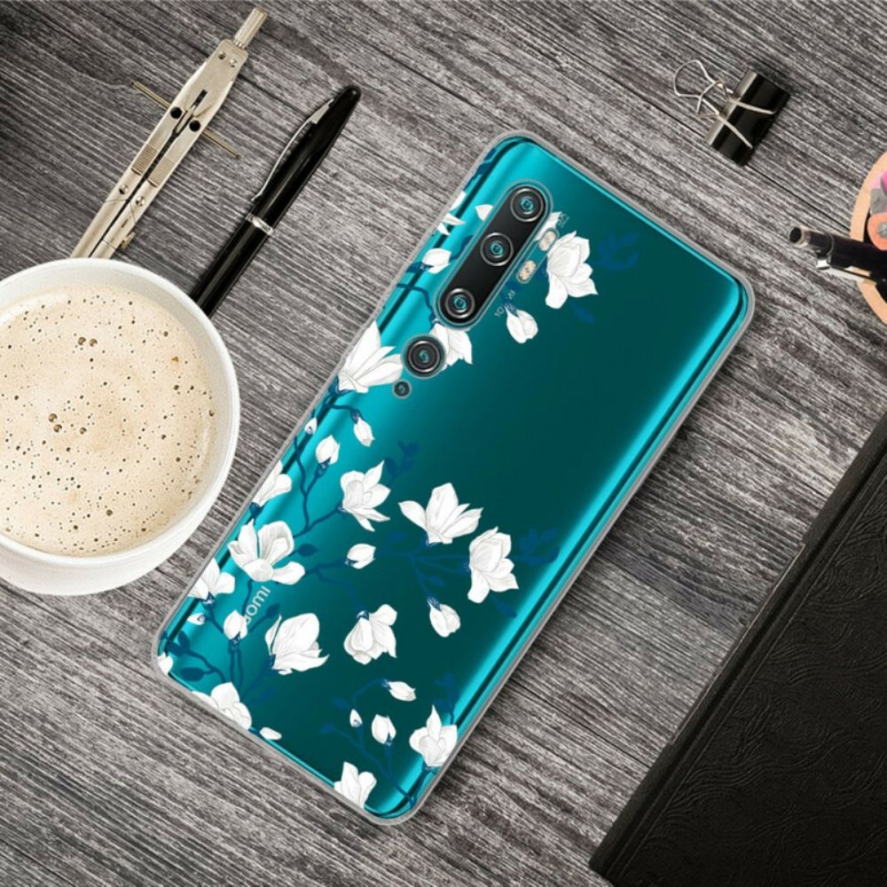 Hoesje voor Xiaomi Mi Note 10 / 10 Pro Witte Bloemen