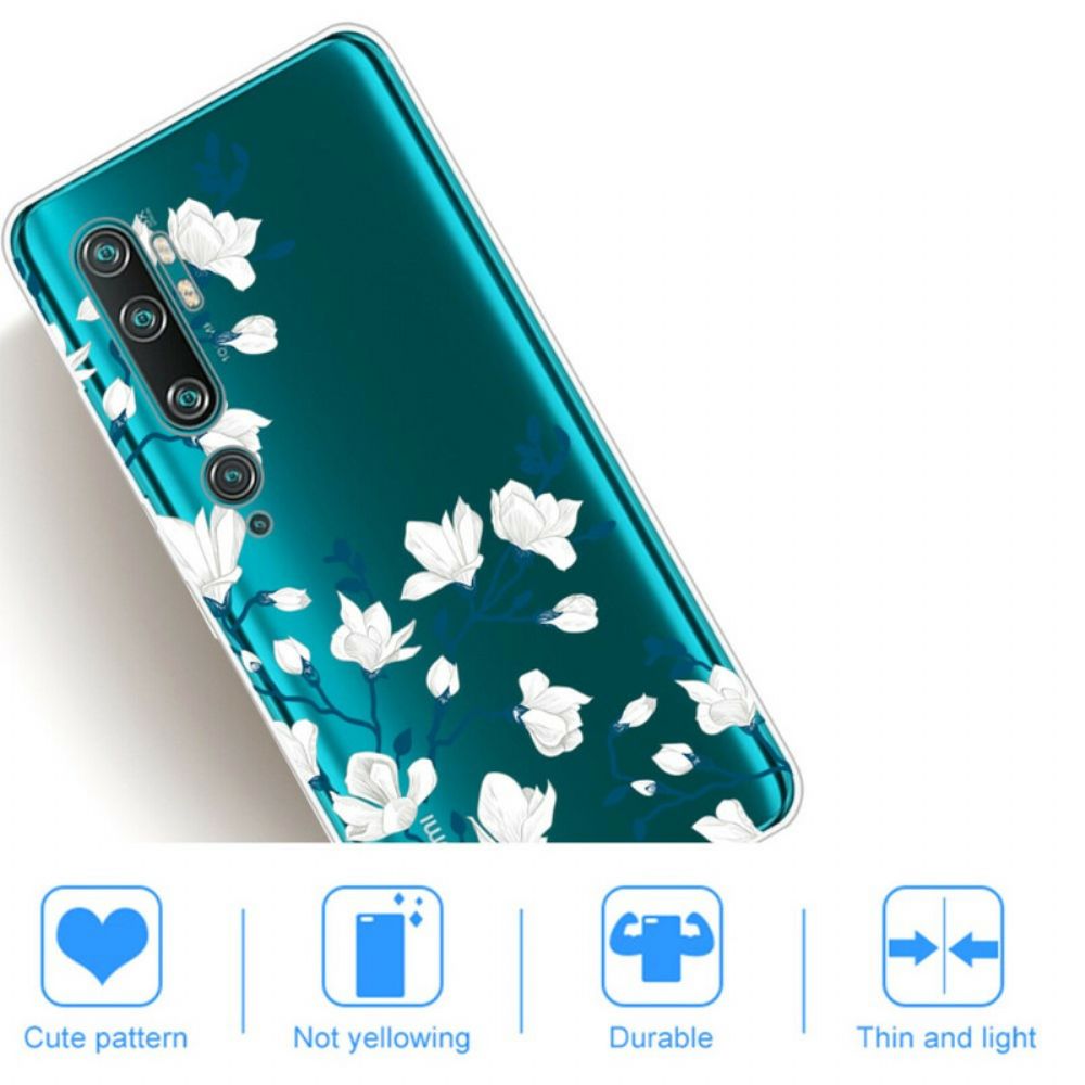 Hoesje voor Xiaomi Mi Note 10 / 10 Pro Witte Bloemen