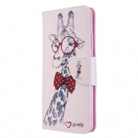 Leren Hoesje voor Xiaomi Mi Note 10 / 10 Pro Nerdy Giraf