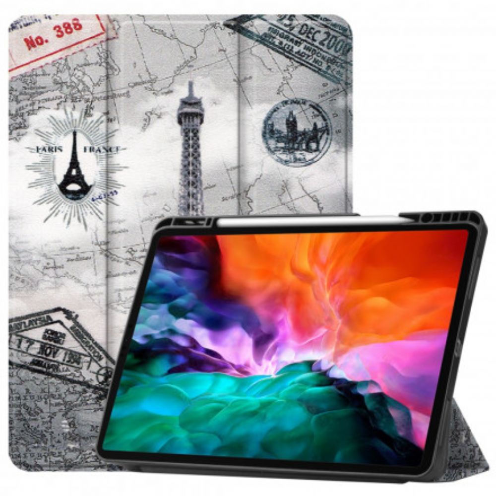 Bescherming Hoesje voor iPad Pro 12.9" (2021) (2020) (2018) Eiffeltoren Stylus Houder