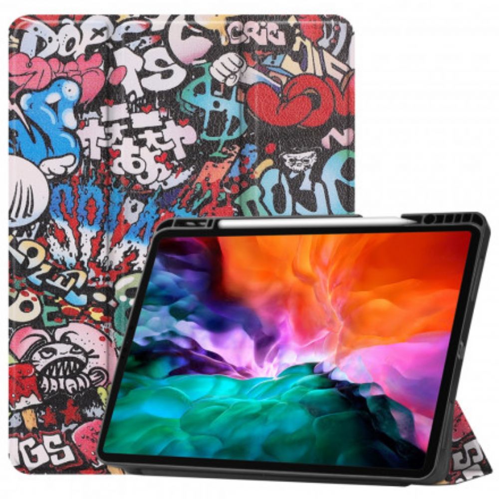 Bescherming Hoesje voor iPad Pro 12.9" (2021) (2020) (2018) Graffiti Pennenhouder