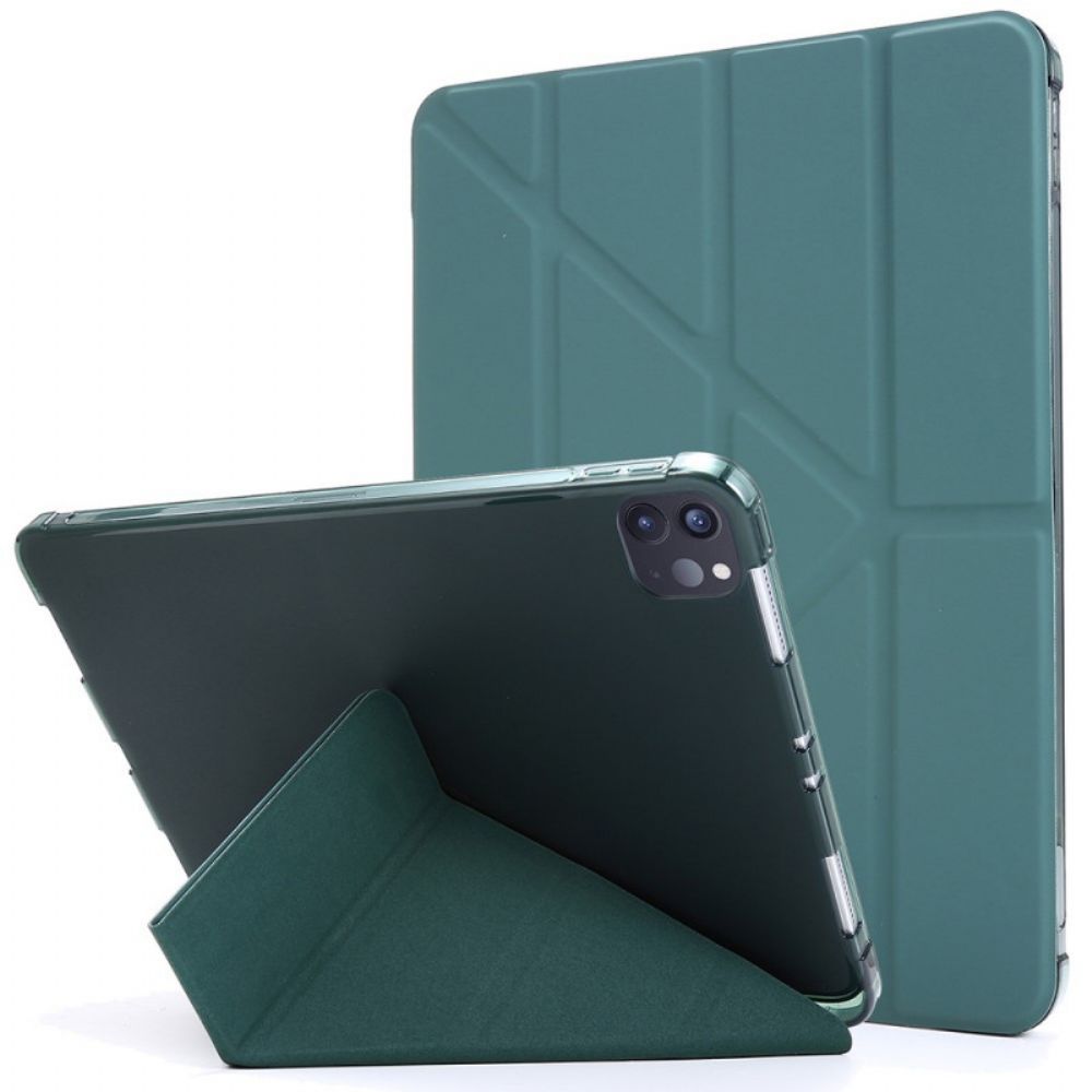 Bescherming Hoesje voor iPad Pro 12.9" (2021) (2020) (2018) Opvouwbare Hoes Met Leereffect