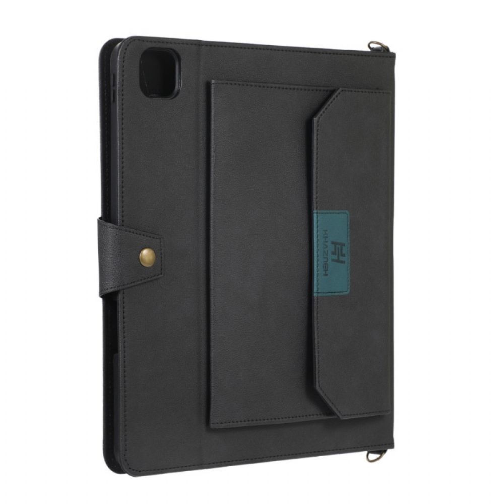 Folio-hoesje voor iPad Pro 12.9" (2021) (2020) (2018) Rfid-schouderband Met Leereffect