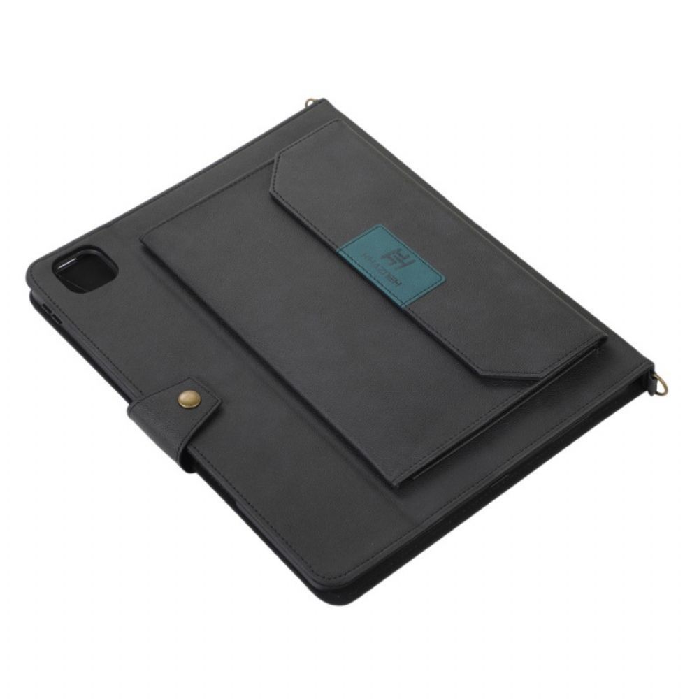 Folio-hoesje voor iPad Pro 12.9" (2021) (2020) (2018) Rfid-schouderband Met Leereffect