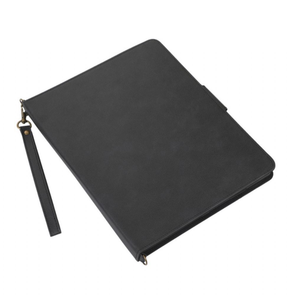 Folio-hoesje voor iPad Pro 12.9" (2021) (2020) (2018) Rfid-schouderband Met Leereffect