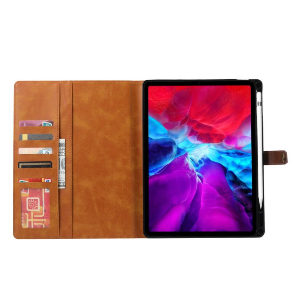 Folio-hoesje voor iPad Pro 12.9" (2021) (2020) (2018) Zakelijke Stijl Met Riem