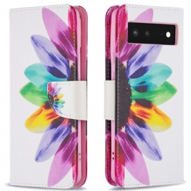 Bescherming Hoesje voor Google Pixel 6 Folio-hoesje Aquarel Bloem