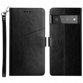 Flip Case voor Google Pixel 6 Geo Y Design Lederen Stijl