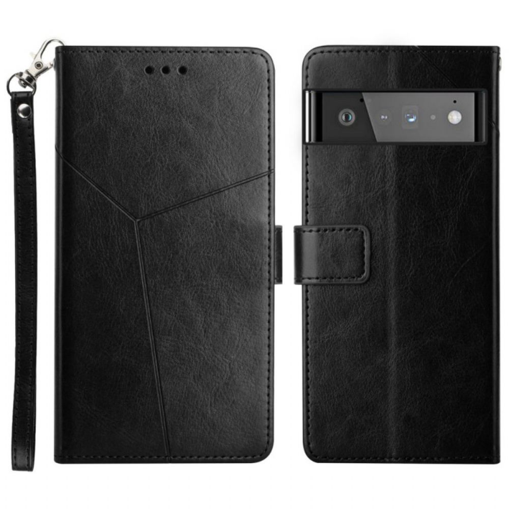 Flip Case voor Google Pixel 6 Geo Y Design Lederen Stijl