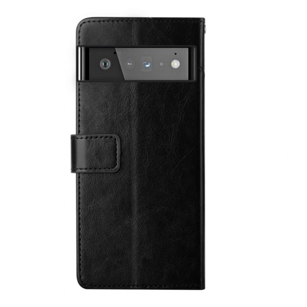 Flip Case voor Google Pixel 6 Geo Y Design Lederen Stijl