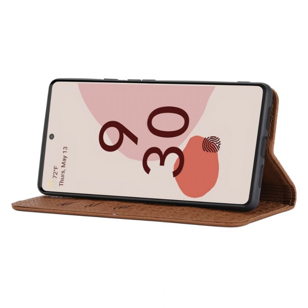 Flip Case voor Google Pixel 6 Met Ketting Stijl Geweven Leren Band