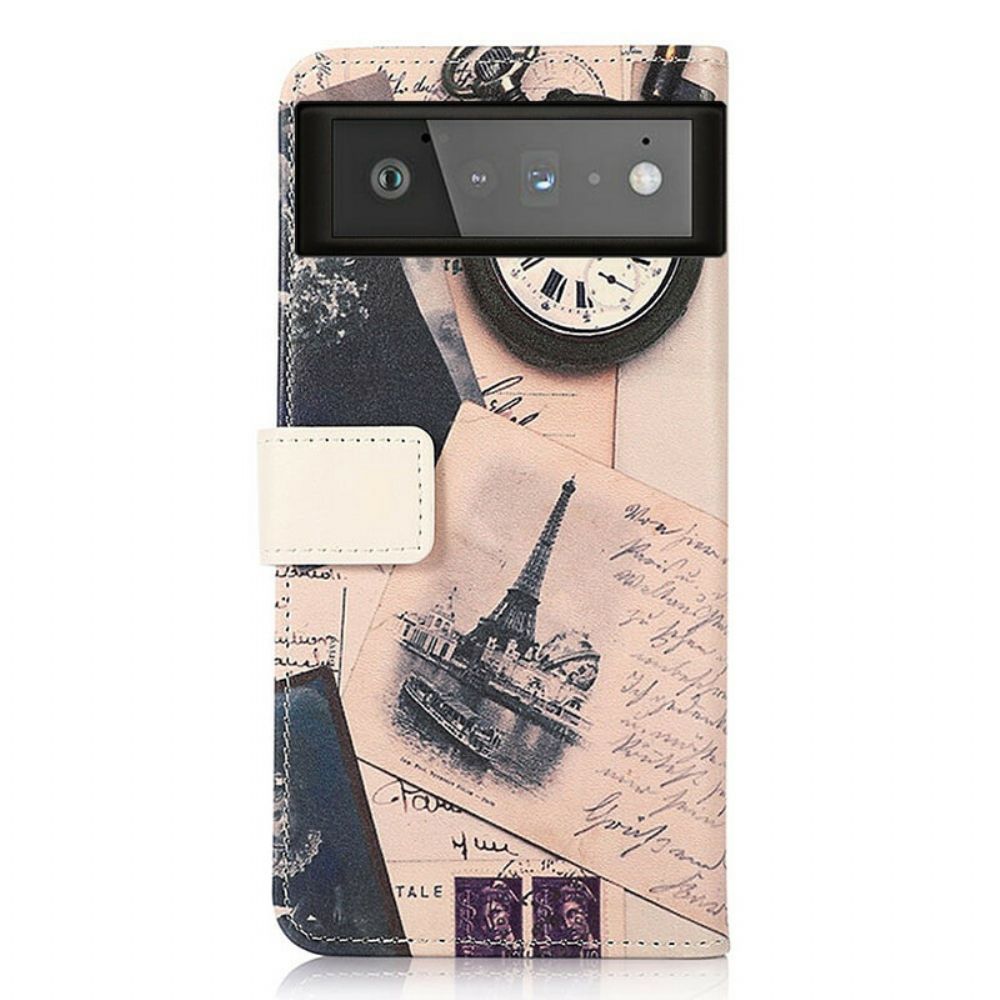 Leren Hoesje voor Google Pixel 6 Eiffeltoren Van De Dichter