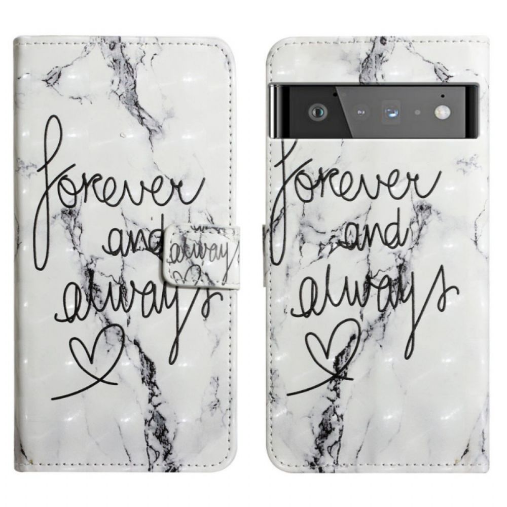 Leren Hoesje voor Google Pixel 6 Marmer Forever & Always