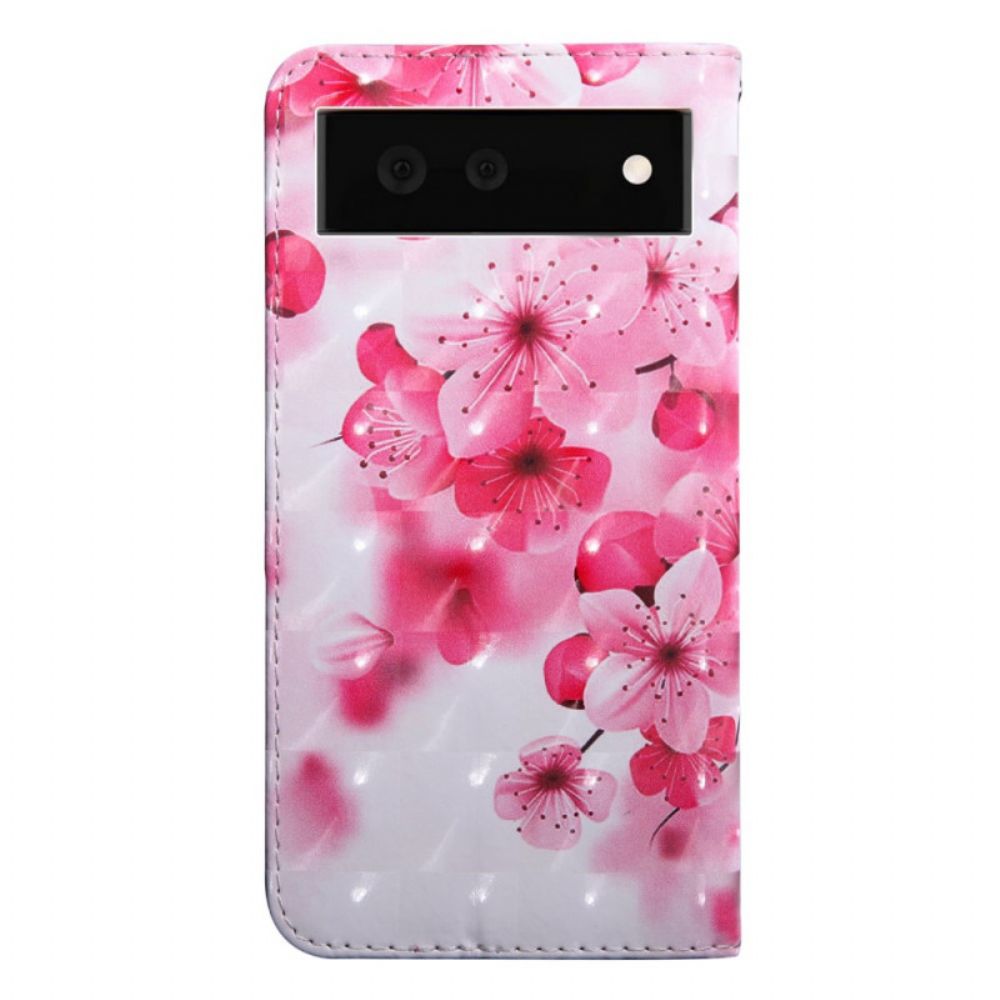 Leren Hoesje voor Google Pixel 6 Roze Bloemen