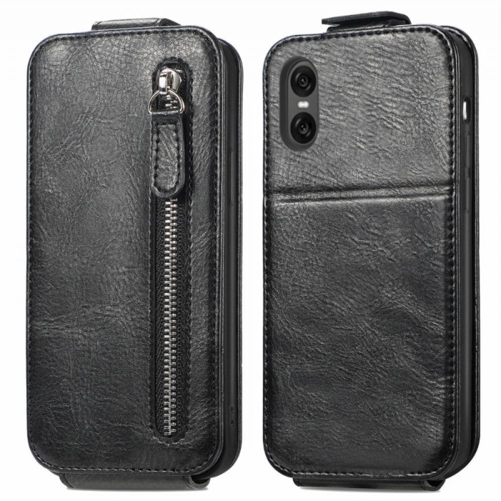 Flip Case Leren Sony Xperia 10 Vi Portemonnee Met Verticale Klep