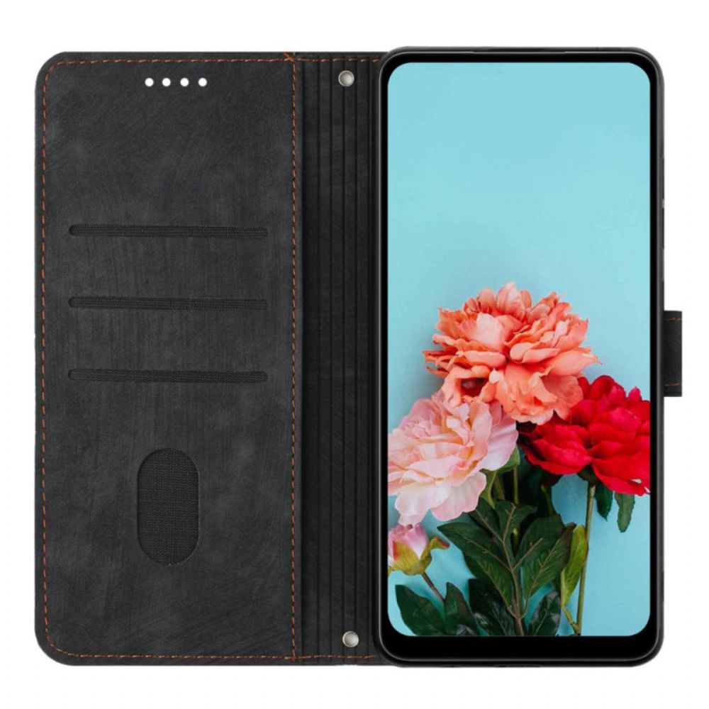 Flip Case Leren Sony Xperia 10 Vi Straplijnen