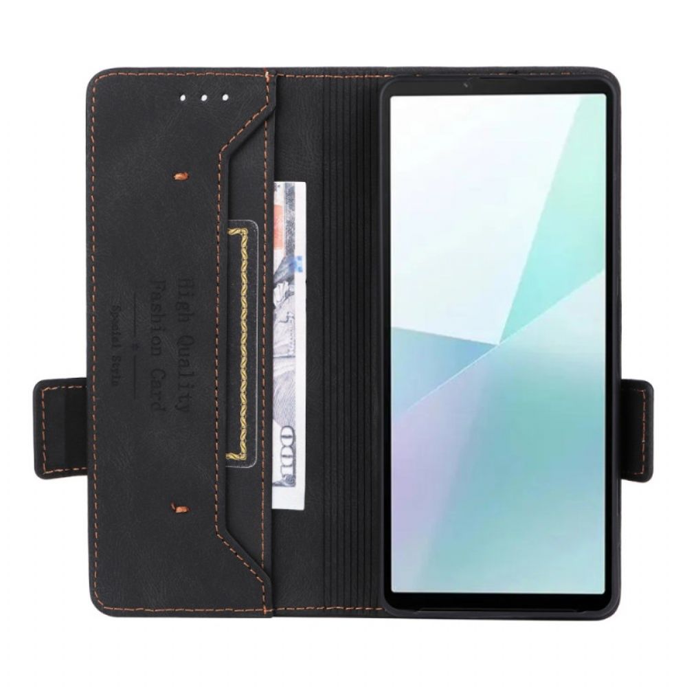 Flip Case Leren Sony Xperia 10 Vi Suède-effect In Retrostijl