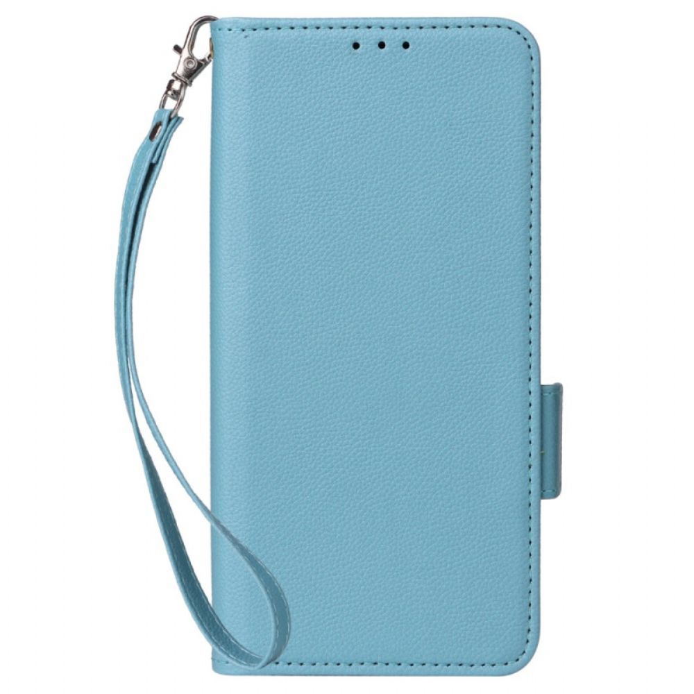 Folio-hoesje Sony Xperia 10 Vi Telefoonhoesje Dubbele Sluiting En Riem Met Litchi-textuur