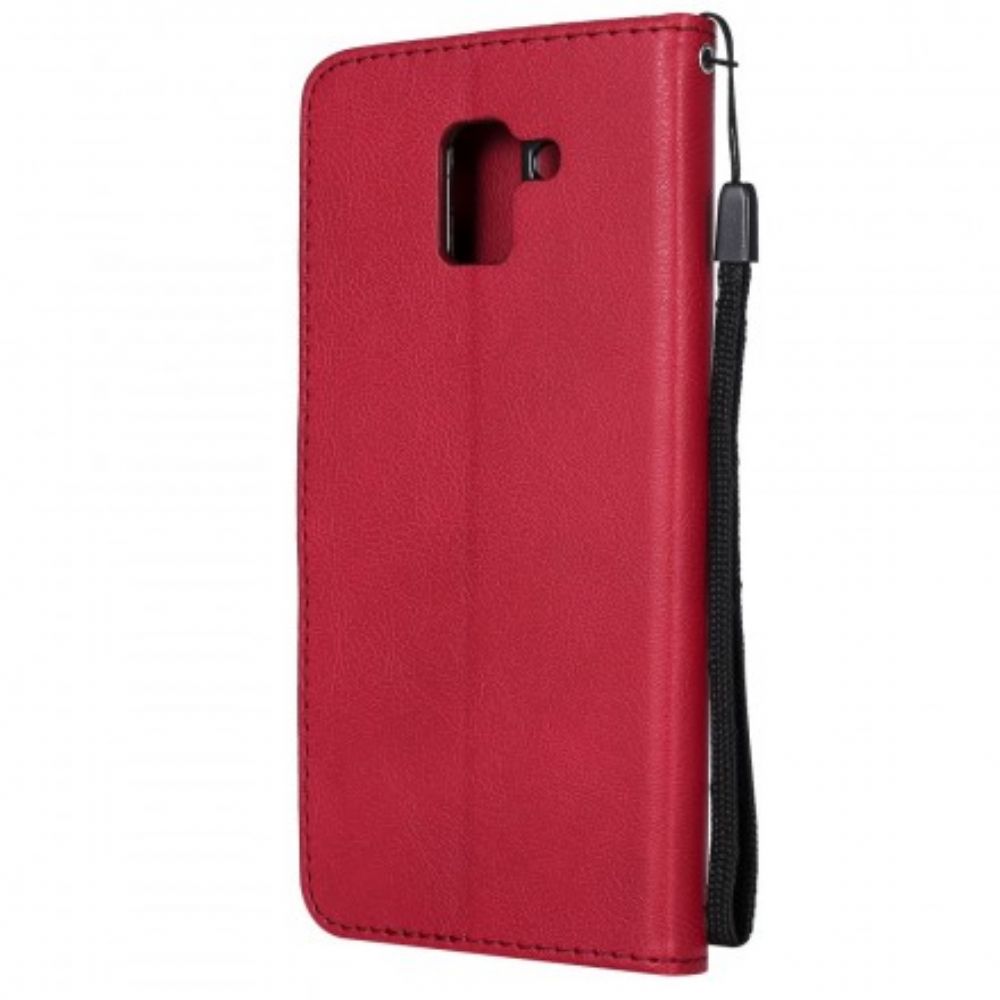 Flip Case voor Samsung Galaxy J6 Met Ketting Leren Bandeffect