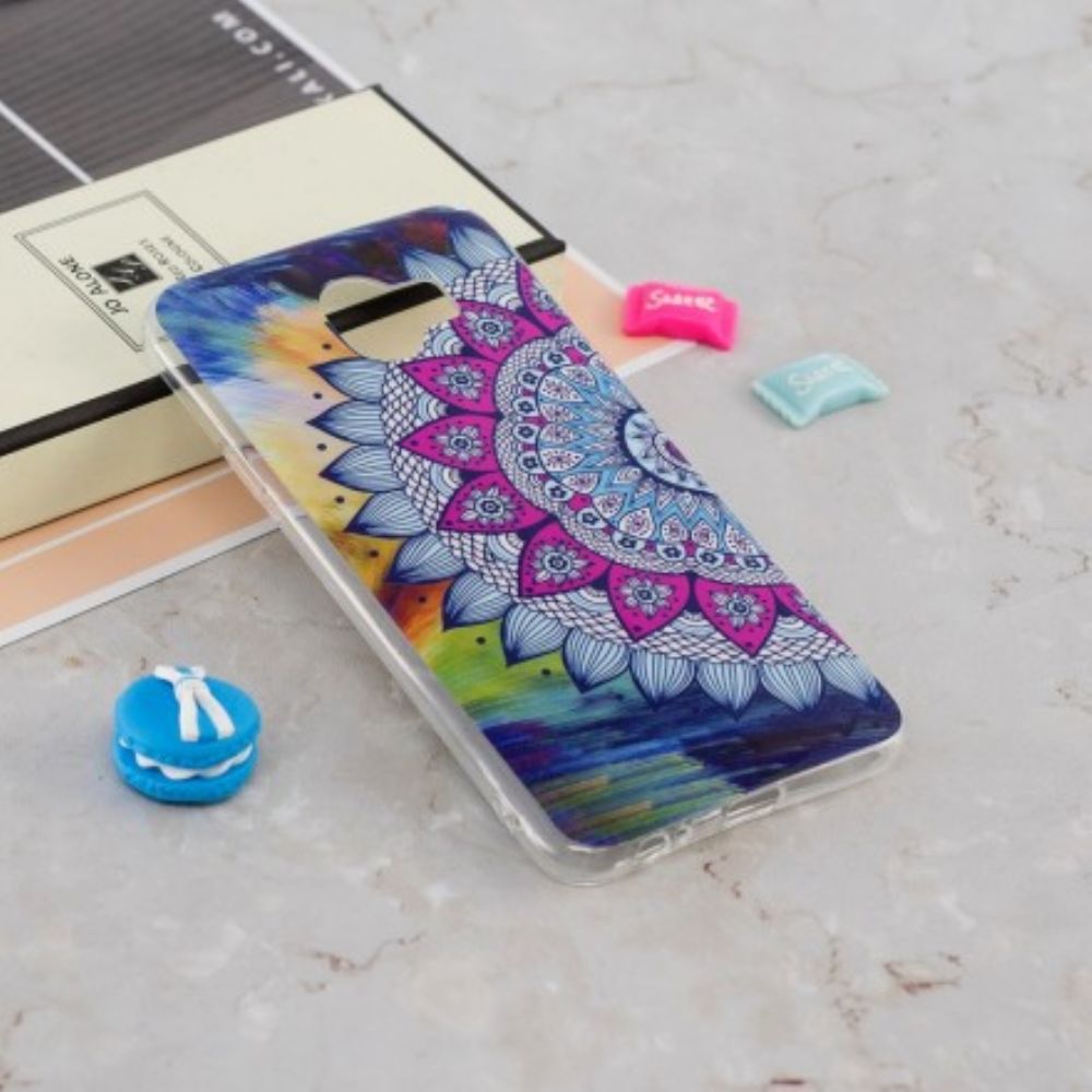 Hoesje voor Samsung Galaxy J6 Fluorescerende Kleurrijke Mandala