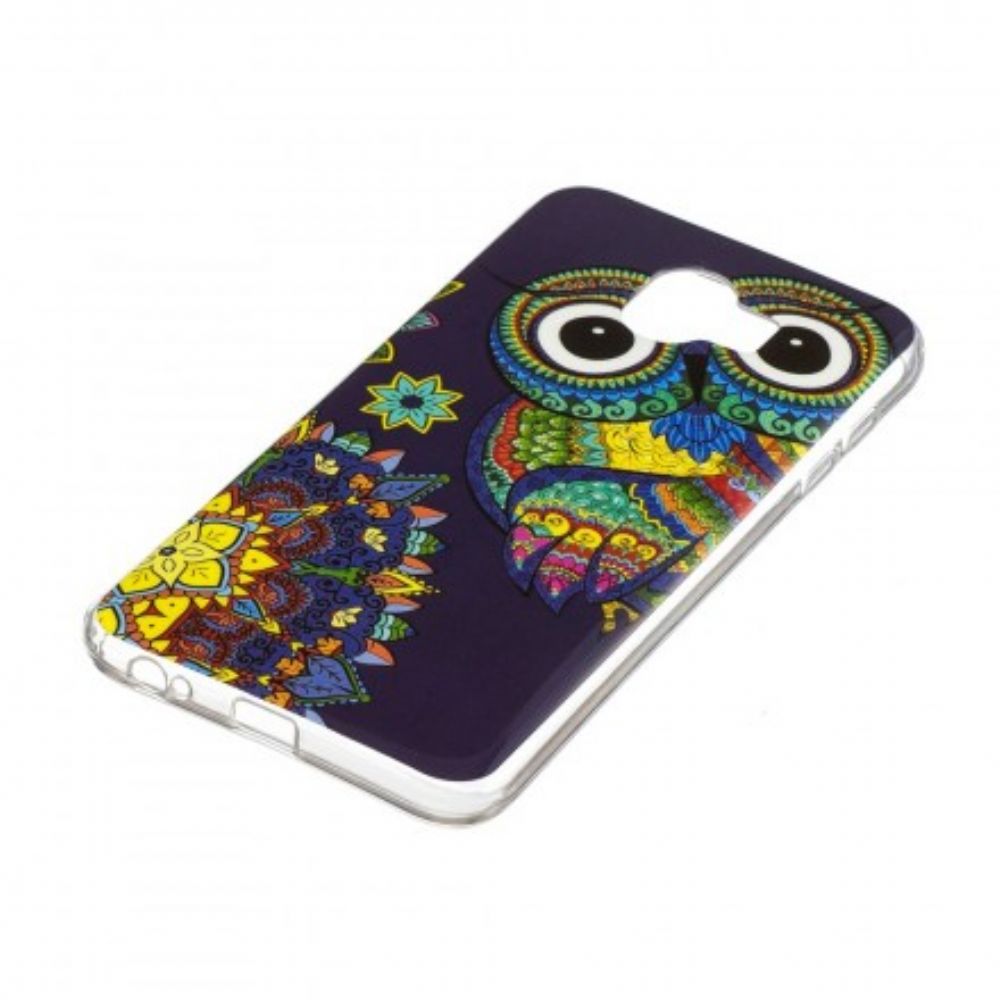 Hoesje voor Samsung Galaxy J6 Fluorescerende Mandala Uil