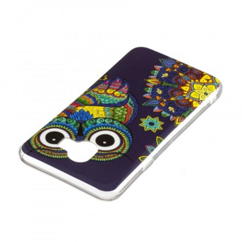 Hoesje voor Samsung Galaxy J6 Fluorescerende Mandala Uil