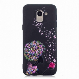 Hoesje voor Samsung Galaxy J6 Vrouw Met Bloemhoofd