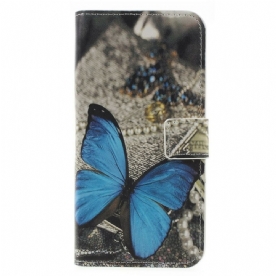 Leren Hoesje voor Samsung Galaxy J6 Blauwe Vlinder