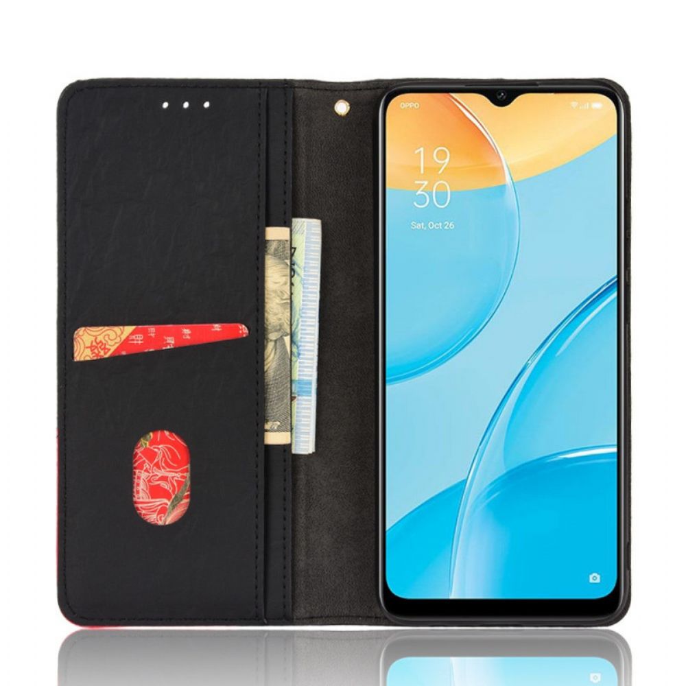 Bescherming Hoesje voor Oppo A15 Folio-hoesje Schuin Tweekleurig Kunstleer