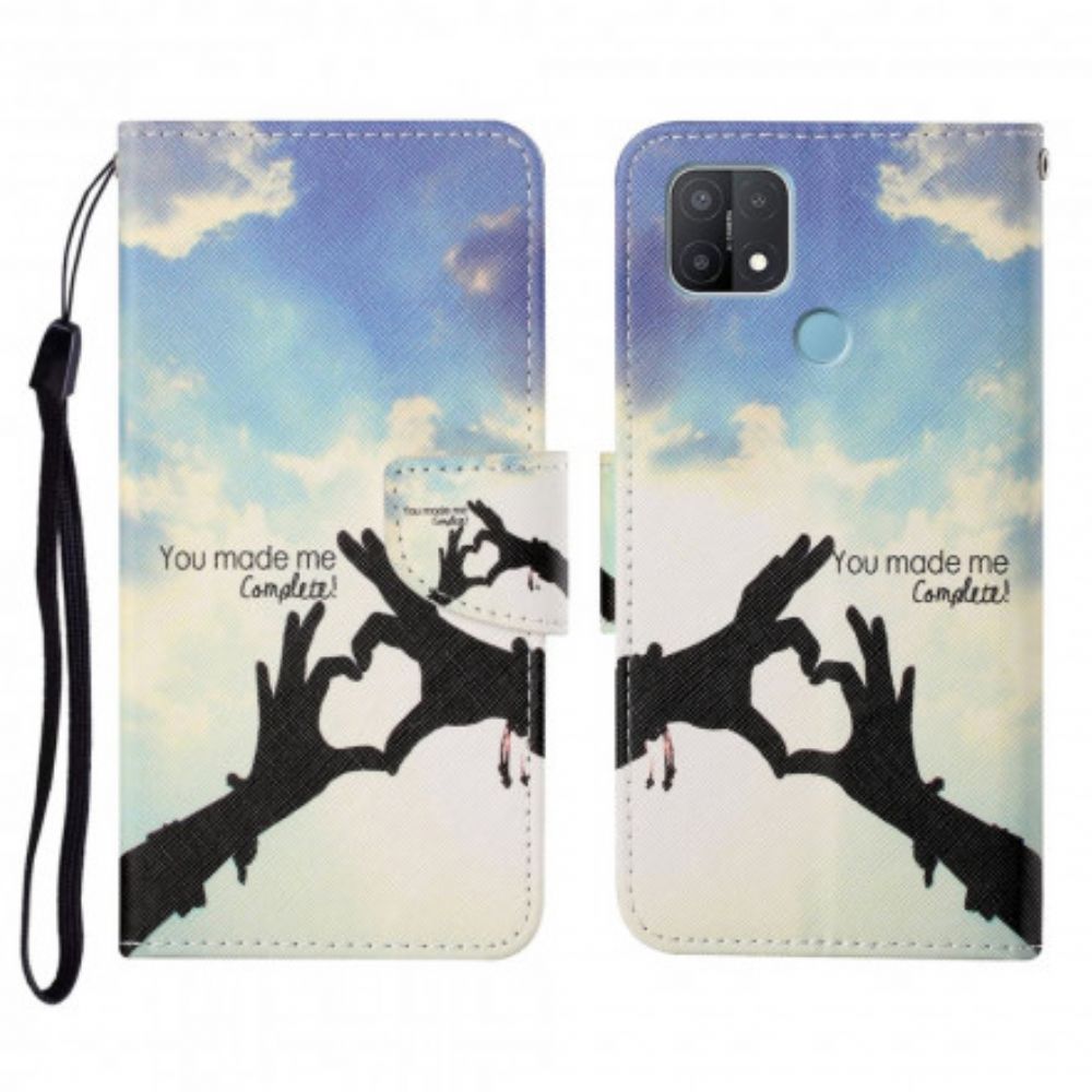 Flip Case voor Oppo A15 Compleet Met Koord