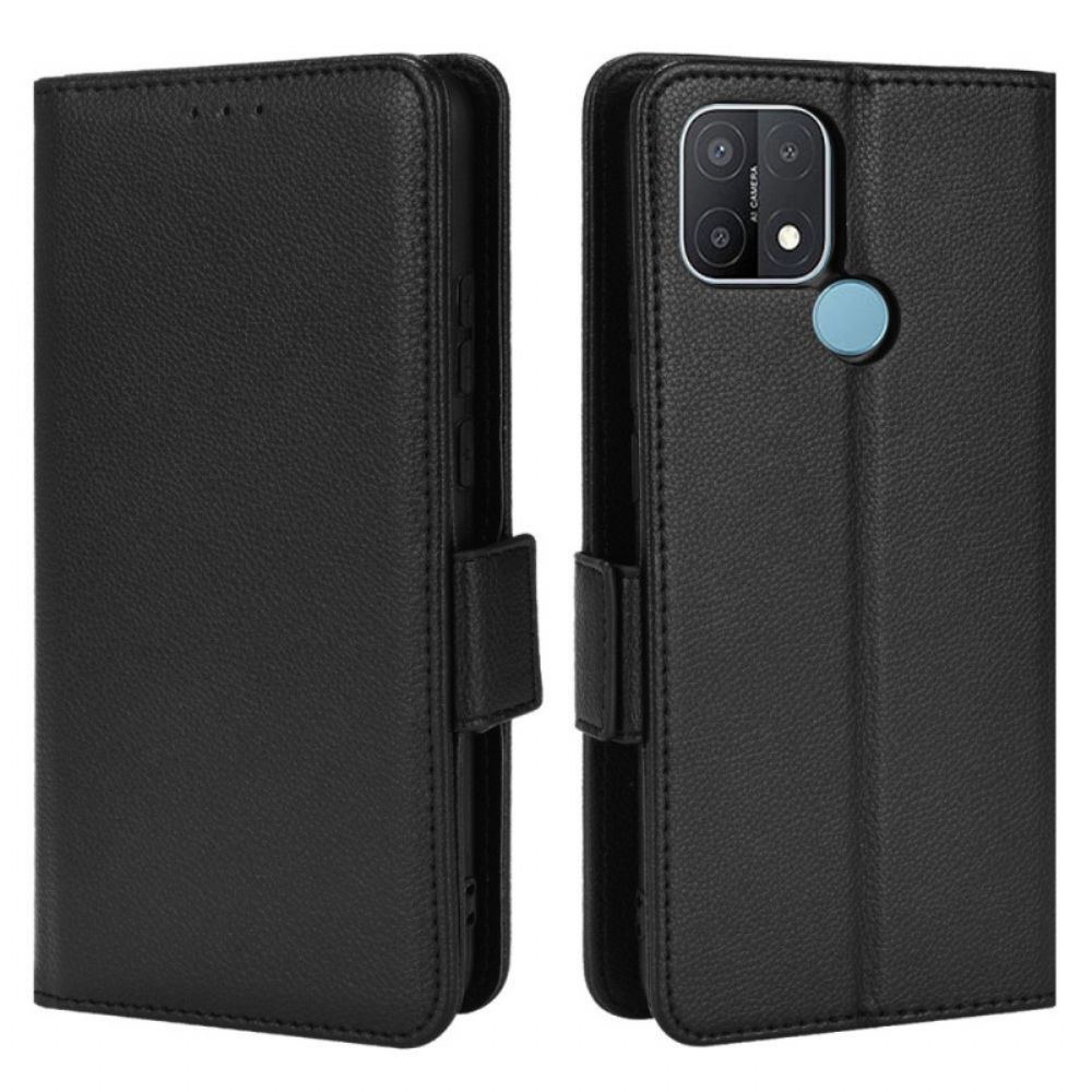 Folio-hoesje voor Oppo A15 Flip Case Litchi Met Dubbele Klep Nieuwe Kleuren